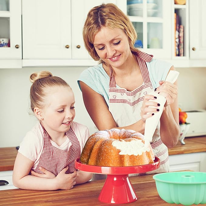 HUAKENER 10 Inch Fluted Cake Pan, 2 Pack Large Silicone Cake Molds | 12 Cups Nonstick Fluted Tube Pan, Large Size Silicone Baking Molds for Cake, Brownie, Cornbread - Image 6