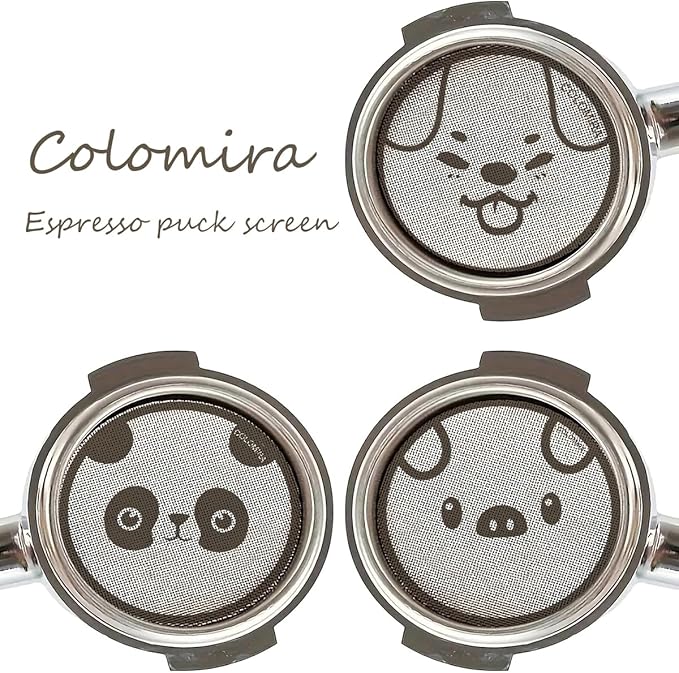 58.5mm Espresso Puck Screen 3-Pack, Lower Shower Screen, Metal Coffee Reusable Filter for 58mm Espresso Portafilter Basket, 1.7 Thickness(Cute Animal)