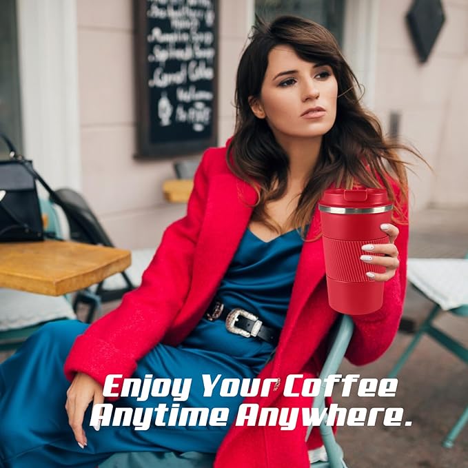 Vacuum Insulated Stainless Steel Travel Coffee Mug,Leak Proof Cup with Lid | 304 stainless steel mug with vacuum insulation, leak proof lid, silicone grip and car cup holder friendly design - Image 6