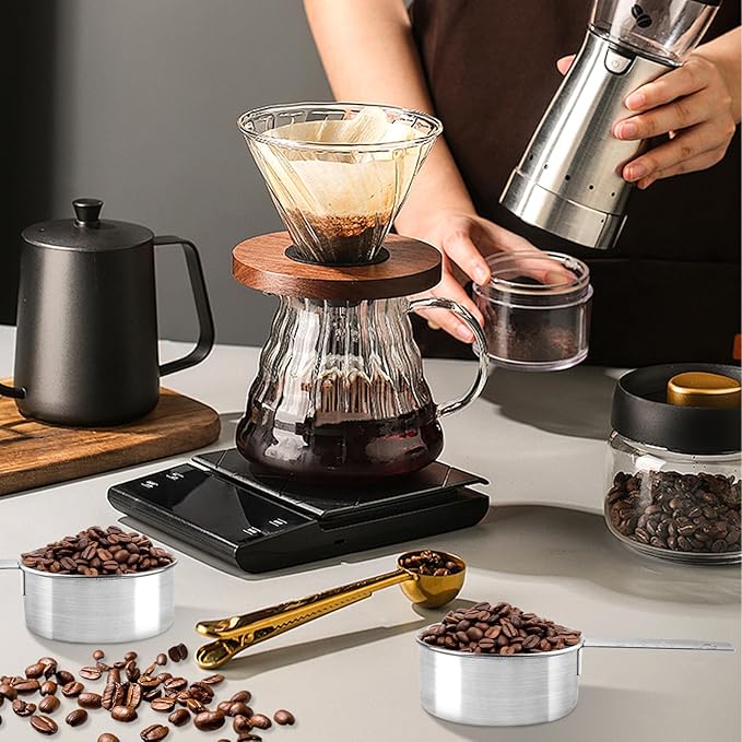 6Pcs Stainless Steel Measuring Cup, 1/2 Cup - 125ml Metal Measuring Cup, Comfortable Hand Feeling Measuring Scoops for Coffee Cooking Baking Kitchen