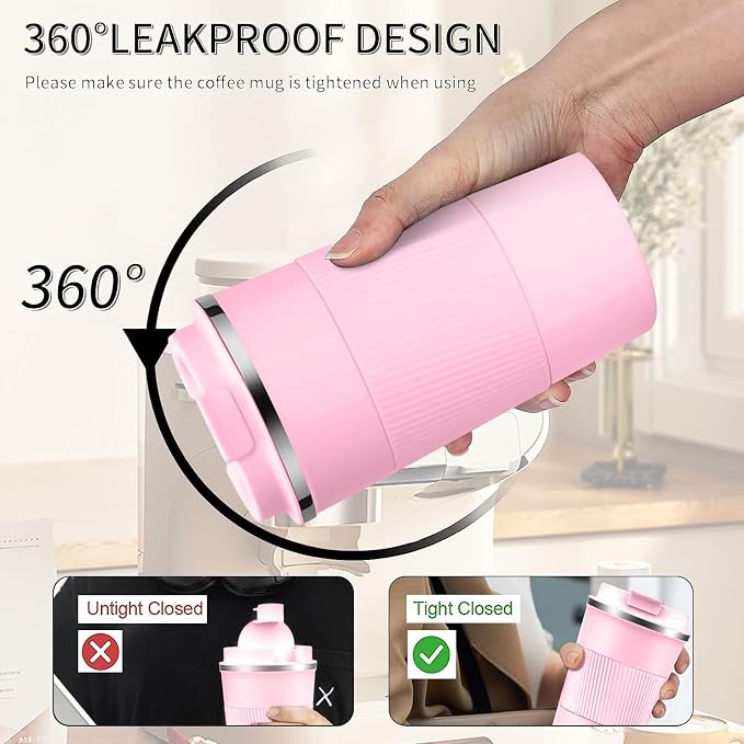 Insulated Travel Coffee Mug, Stainless Steel Coffee Cup with Leakproof Lid | Double-wall insulation keeps drinks hot or cold for hours, with a leakproof lid and portable stainless steel design - Image 4