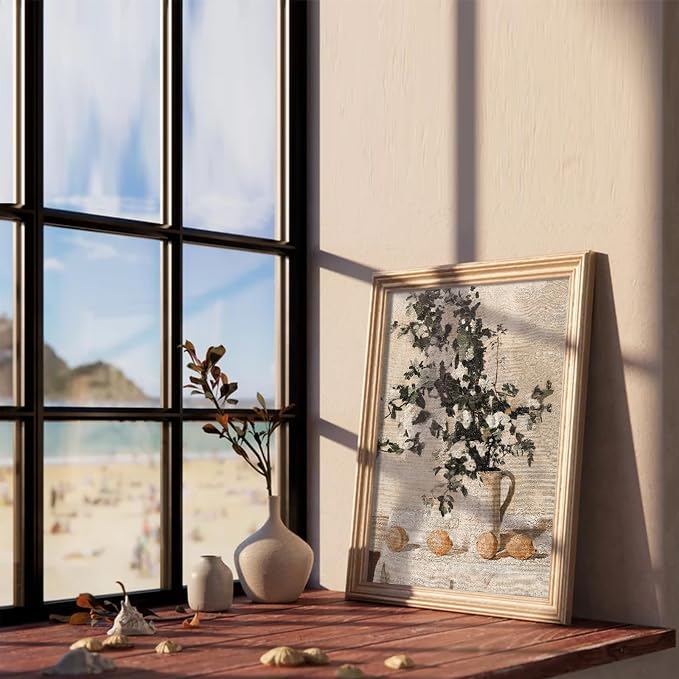 XOCUUI Vintage Wall Art Kitchen, Flowers and Lemons Pictures Painting Botanical Decor, Unframed Canvas Prints Art, Vintage Bathroom Decor, Farmhouse Wall Art for Dining Room, 11"x14" - Image 3