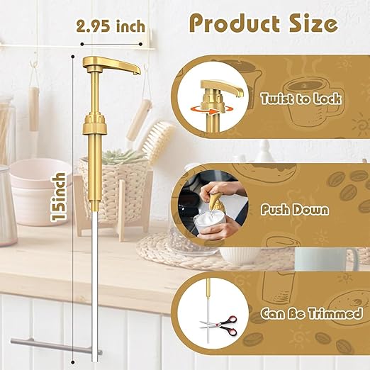 Syrup Pump - 10 Pieces Coffee Flavoring Syrup Pump | Fit 750ml Food-Grade PP Dispenser Pumps for Coffee Syrups Bottles, Beverages, and Kitchen Use | Durable & Easy Dispensing