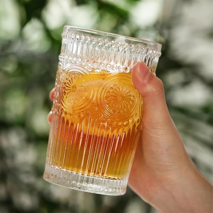 drinking glassware Drinking Glasses Sunflower Embossed Glass Cup(Small) - Image 4