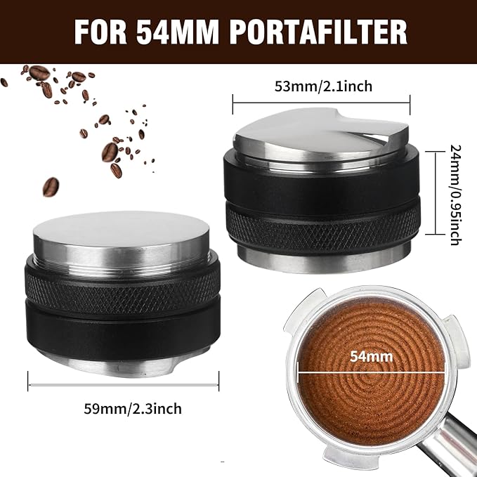 53mm Espresso Distributor & Hand Tamper, Dual Head Coffee Leveler Coffee Distributor for All 54mm Espresso Portafilter, Compatible with Rancilio Gaggia Portafilter