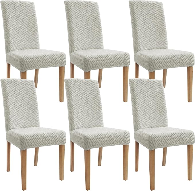 Chair Covers for Dining Chairs, Stretch Jacquard Dining Chair Silpcovers Set of 6, Cat Scratch Resistant Washable Dining Chair Covers, Removable Chair Protectors for Dining Room, Kitchen, Hotel by WelcometoPromindflyplka