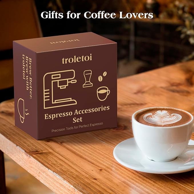 7 PCS Espresso Accessories Kit: 53.3mm Espresso Tamper, Coffee Distributor, Puck Screen, Dosing Funnel and WDT Tool Espresso Machine Accessories, Barista Tools for 54mm Portafilters