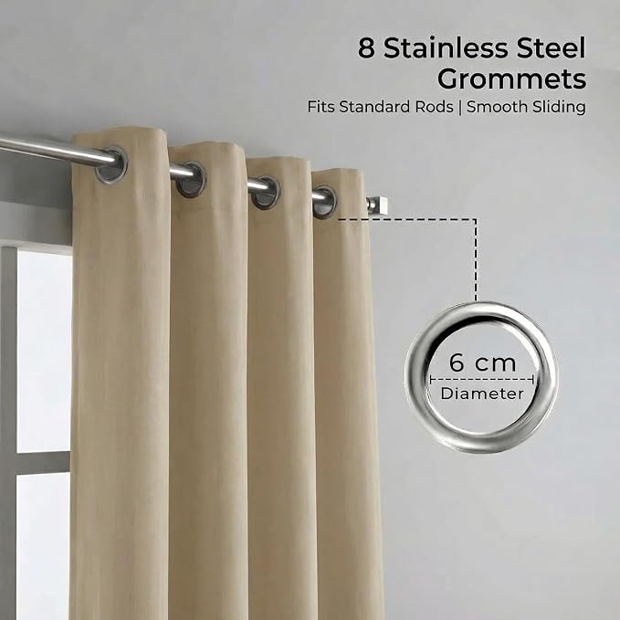 Urban Villa Cotton Grommet Curtains 52x84 (2 Panels) Ivory - Image 4