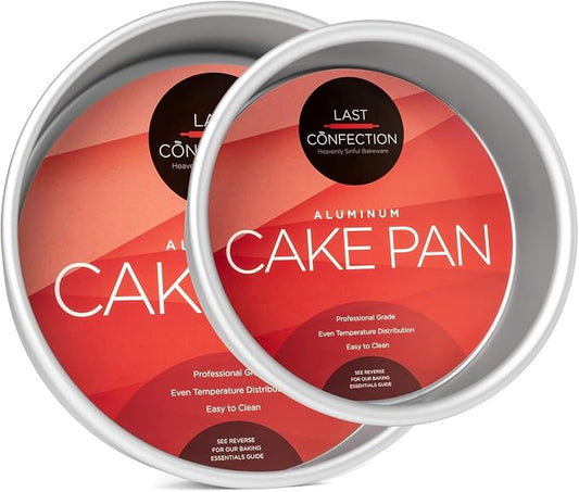 Round Cake Pans, Includes 6" x 2" and 9" x 2" Anodized Aluminum Cake Pans, 2pc Baking Tin Set by LastConfection