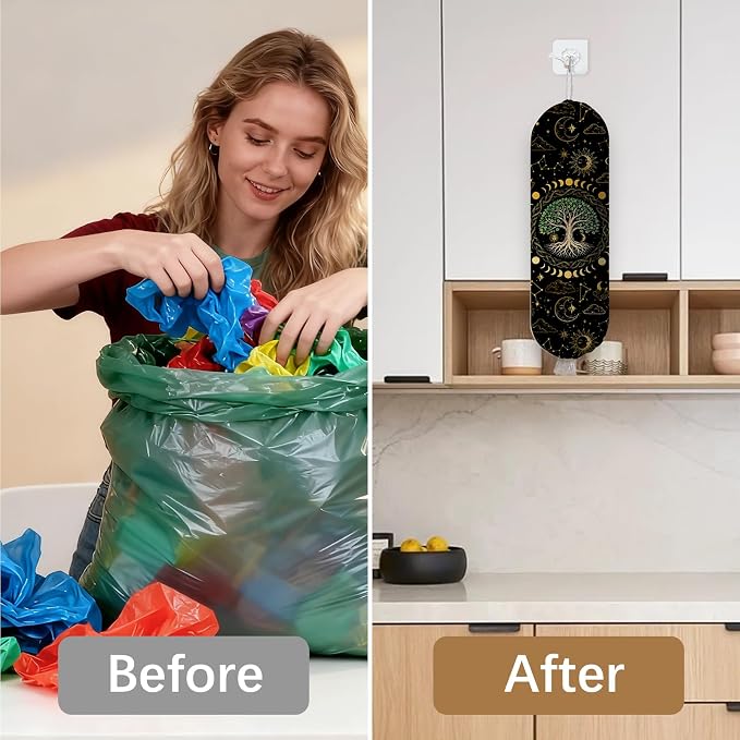 Plastic Bag Holder Dispenser, Tree Plastic Grocery Bag Organizer & Wall Mount Paper Trash Bag Saver Storage for Kitchen Home Pantry Decor, Tree Shopping Bags Storage Dispenser - Image 6