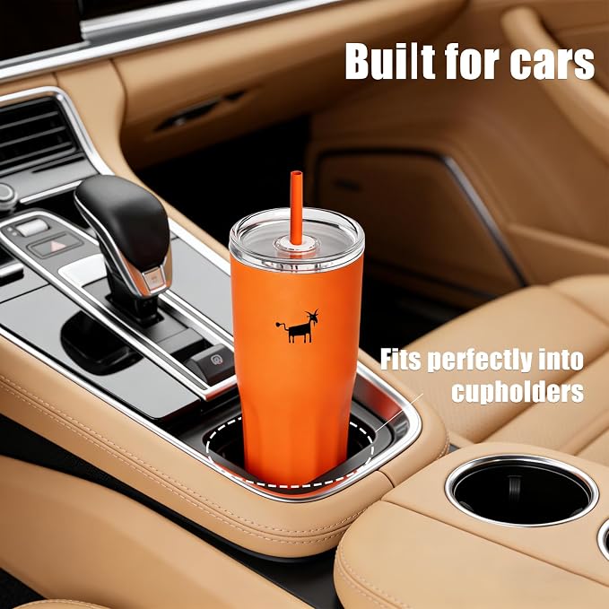 CHEERFUL GOAT Ceramic Lined Coffee Travel Mug – Stainless Steel Travel Coffee Tumbler with Ceramic Liner, with lid, 21 OZ Cup for Hot and Cold Water Coffee at Home, Office, or On the Go (Orange) - Image 8