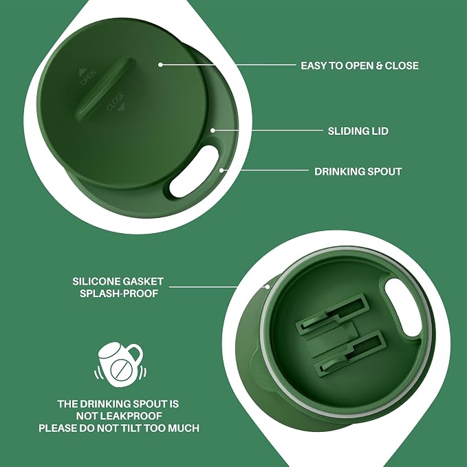 Ideus 16 oz (470 ml) Insulated Coffee Mug with Handle and Lid, Double Wall Stainless Steel Vacuum Thermal Coffee Mug, Travel Coffee Cup Thermal Cup for Home and Office (Green Zebra) - Image 4