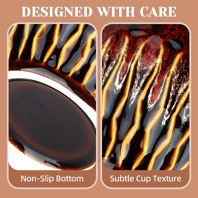 20oz Large Ceramic Coffee Mugs Unique Big Pottery Coffee Mug Microwave Safe Cool Stoneware Cups for Tea Latte Oversized Mug With Handle for Home Red Wide Clay Mugs for Men Fancy Handmade Ceramic Cup - Image 6