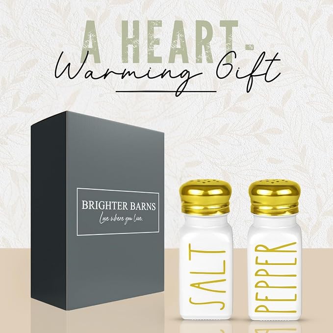 Luxury Gold Salt and Pepper Shakers Set by Brighter Barns - Glass Shakers & Stainless Steel Lid - Modern Decor for Home, Restaurant, Hotel, Wedding, Gifts - Luxury Kitchen Accessories (Gold) - Image 3