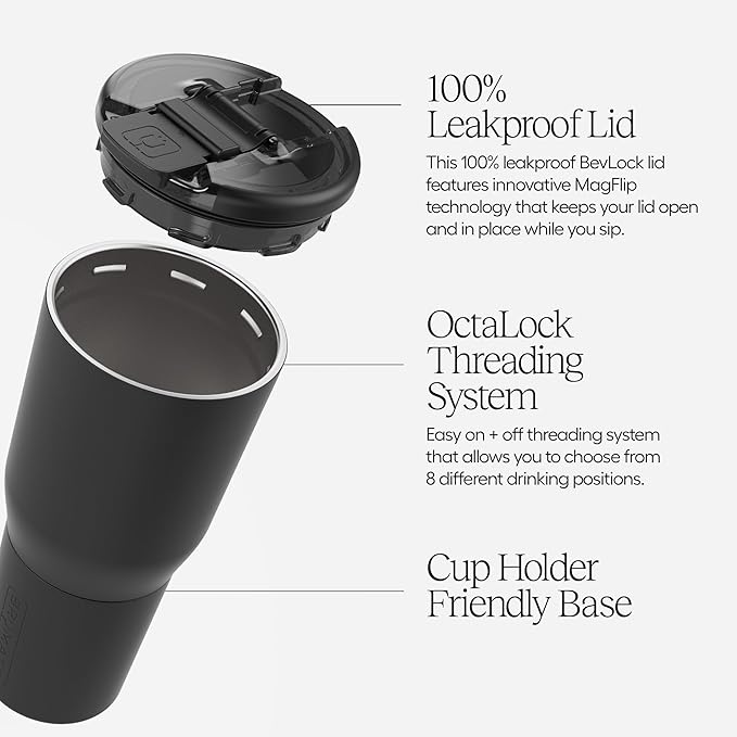 BrüMate Nav 25oz 100% Leak Proof Insulated Travel Tumbler with Magnetic BevLock™ Lid - Double Wall Cup-Holder Friendly Stainless Steel Mug (Eclipse) - Image 3