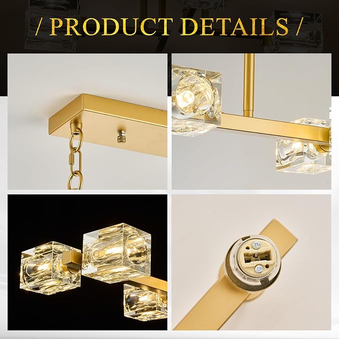 10 Lights Modern Crystal Chandelier L 43" Dining Room Gold Sputnik Ceiling Pendant Lights Industrial Hanging Light Fixture for Kitchen Island Over Table Living Room Bedroom - Image 9
