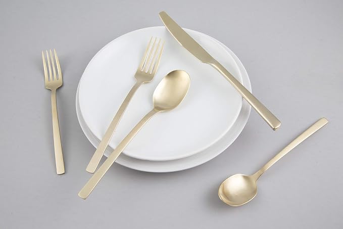 Cambridge Silversmiths Beacon Champagne Satin 20 Piece Flatware Set, Service for 4, Champagne Gold - Image 3