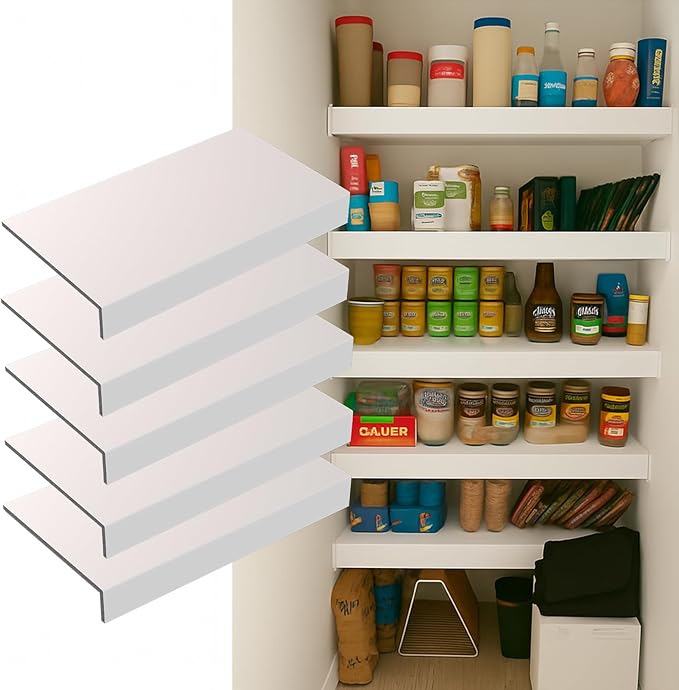 5 Pack 48x16in Wire Shelf Cover for Pantry, Closet, Kitchen – Waterproof PVC Wood-Look Wire Rack Covers for Shelves, Multiple Sizes Available，No-Tool Installation by Gideio