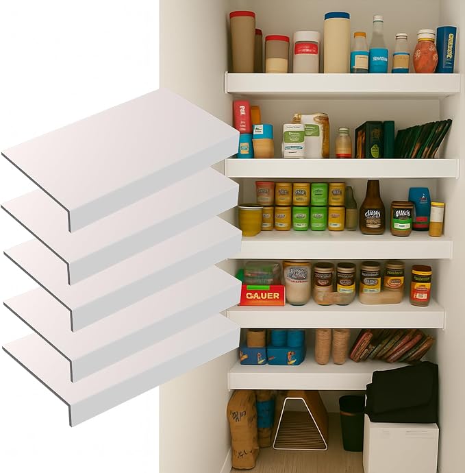 Wire Shelf Covers - 36x16 Inch 5-Pack Faux Wood Overlay, Snap-On Design for Pantry, Linen Closet & Kitchen, Removable & Easy-Clean White by Gideio