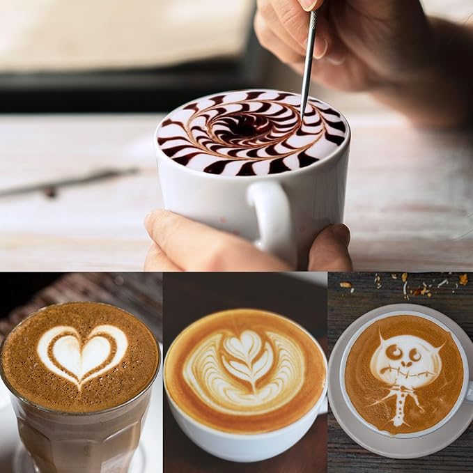 Milk Frothing Pitcher, 20oz Stainless Steel Milk Frother Cup Steaming Pitcher, Coffee Bar Cappuccino Espresso Machine Accessories Barista Tools, Metal Pitcher Milk Jug with Decorating Latte Art Pen