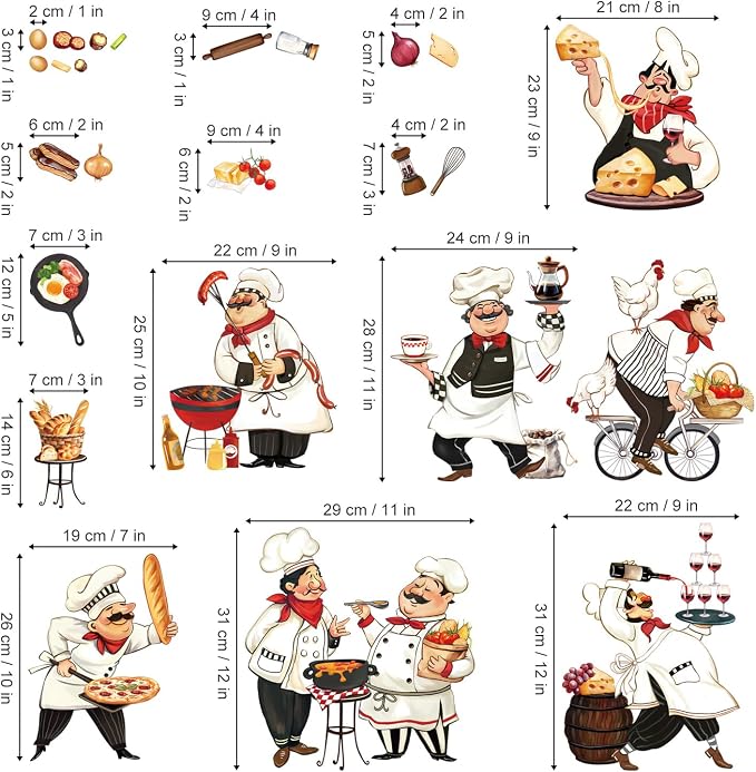 decalmile Cartoon Chef Kitchen Food Cooking Wall Decals Stickers - Image 4
