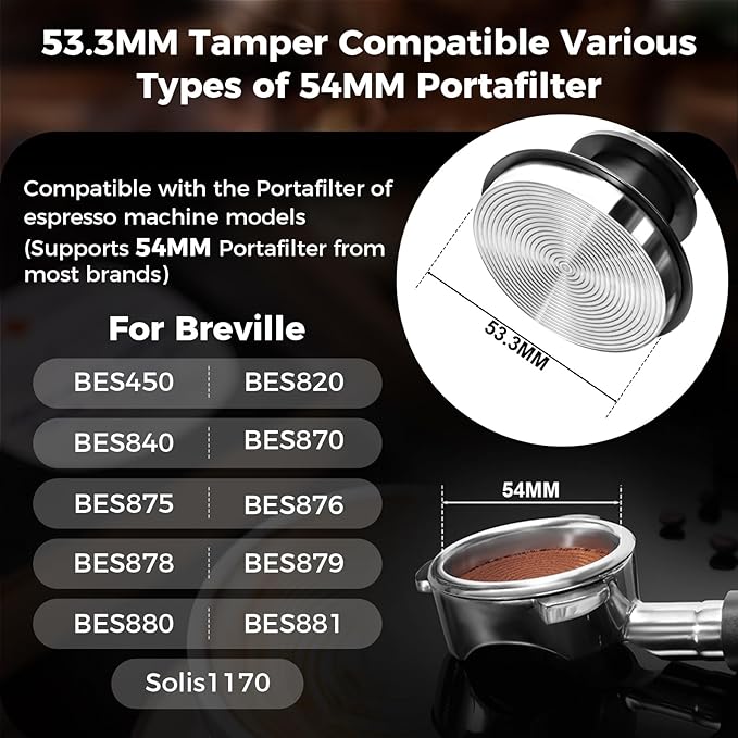 IKAPE 53MM Coffee Tamper Set Black 6 IN 1, Espresso Tool Kit for Making Perfect Shots – Tamper, Distributor, Funnel, Mat, Screen, and Towel