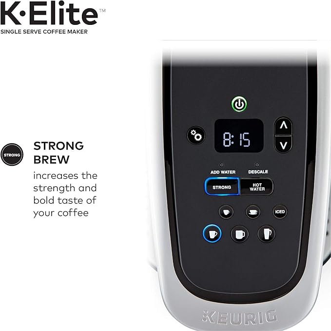 Keurig C K-Elite Maker, Single Serve K-Cup Pod Brewer, with Iced Coffee Capability, Extra Included, 75oz, Brushed Silver Plus Filter Bundle | Iced coffee capability, 75 oz reservoir, Filter - Image 7