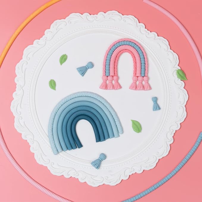 KALAIEN Hemp Rope Fondant Mold, Pearl Knit Rope Silicone Mold Macrame Tassel Cake Decorating for Baking Cookies, Clay Molds, Sugarcraft, Chocolate, Candy, Pastry Molds (Hemp Rope)