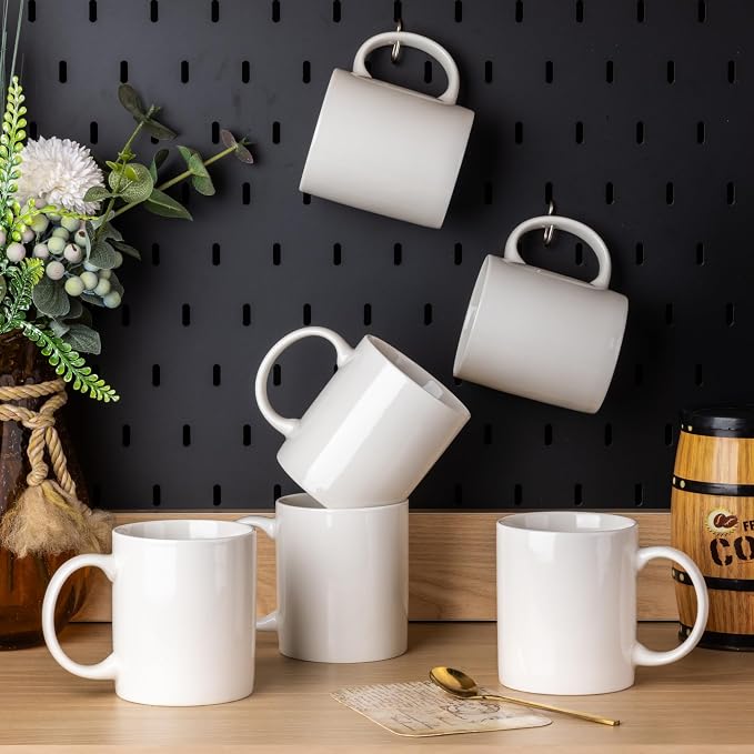 AmorArc 12oz Off White Coffee Mugs Set of 6, Ceramic Coffee Mugs with Large Handle for Man, Woman, Light Weight Coffee Mugs Set for Latte/Cappuccino/Cocoa/Milk, Dishwasher & Microwave Safe, 6Pcs - Image 7