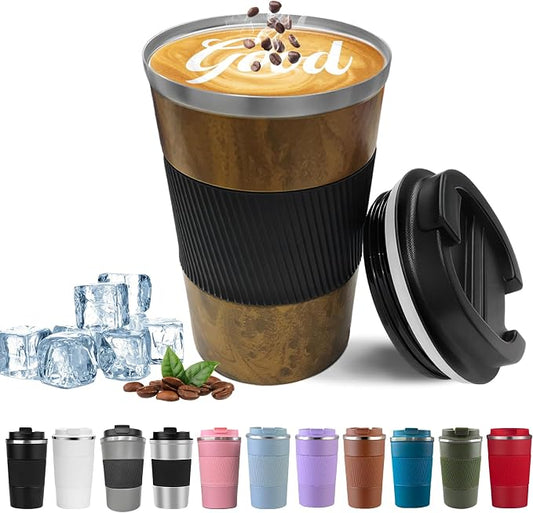 Insulated Travel Coffee Mug, Stainless Steel Coffee Cup with Leakproof Lid | Double-wall insulation keeps drinks hot or cold for hours, with a leakproof lid and portable stainless steel design by YINBAOGE