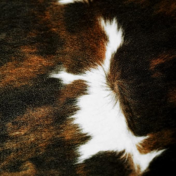 Amearea Faux Cow Hide Rug 6.2x5.2, Premium Western Home Decor Cow Print Rug | Large Faux Leather Animal Cowhide Carpet for Living Room Bedroom, Dining Traditional Cow Print Stuff Carpets, Brown - Image 6