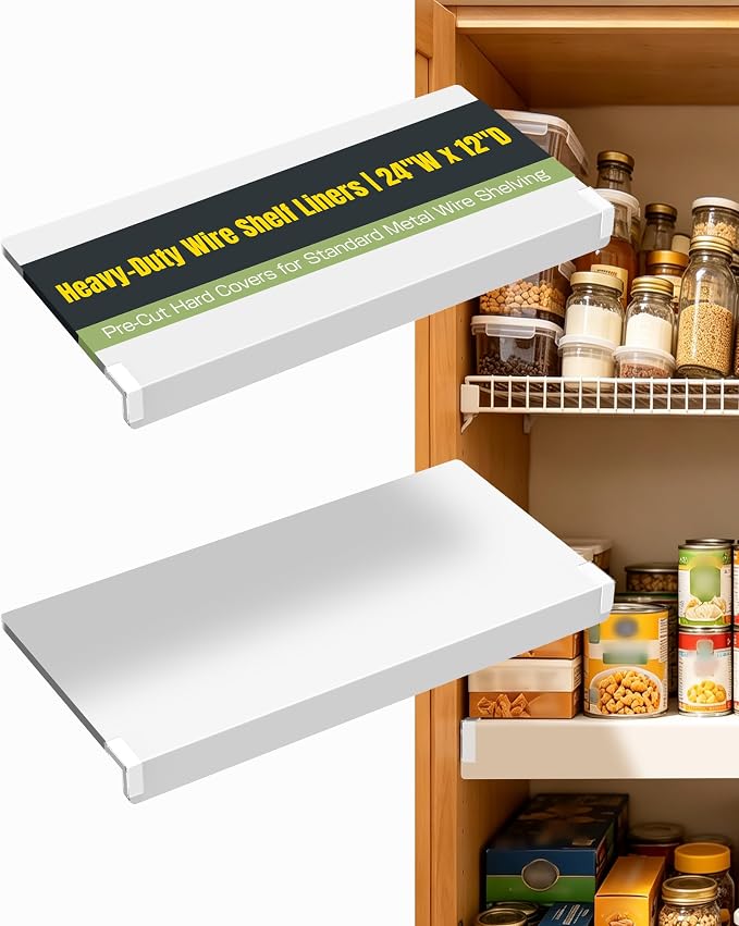 Wire Shelf Covers 24" W X 12"D,Rack Covers for Pantry Snap-On,2 Pack | White Waterproof,PVC Wire Rack Covers for Closet Shelves Liner,Tool-Free & Snap-On,Laundry Room,Kitchen Organization by Unknown