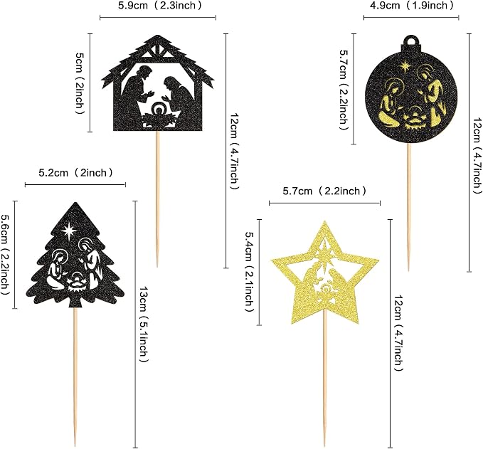 24PCS Christmas Nativity Cupcake Toppers Jesus Birthday Merry Christmas Cupcake Picks For Nativity Scene Religions Chirstmas Decoration Party Decoration - Image 6