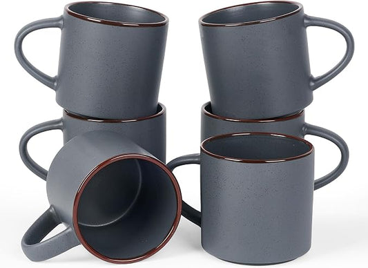 famiware Coffee Mugs Set of 6, Nebula 14oz Coffee Mugs, Ceramic Cup Set with Handle for Latte, Tea, Milk, Cappuccino, Cocoa, Charcoal by Famiware