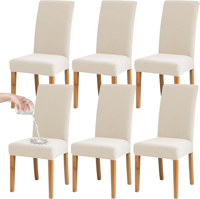 BIETYONE Waterproof Dining Chair Covers, Stretch Seat Protector, Washable | 6 Pack, Waterproof, Spill Resistant, Washable, Stretch Fit, Easy Clean Chair Protector by BIETYONE