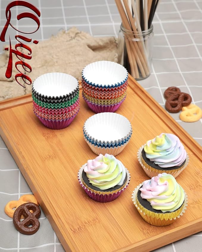 qiqee Foil Cupcake Liners, 300 Count, Standard Size, Gold - Image 7