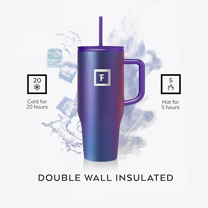 IRON °FLASK 32 oz Co-Pilot Insulated Travel Mug | Insulated Travel Mug with Straw & Flip Cap Lids - Cup Holder Fit, Leakproof, BPA Free (Dark Pine) - Image 4