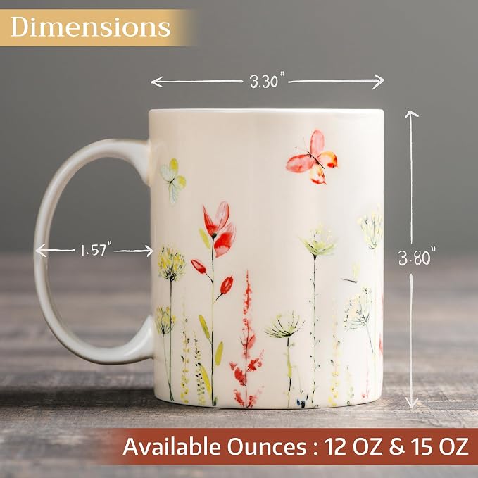 Maison d' Hermine Coffee Mug with Handles Tea Cups (15 Ounce, Pack of 1) | Fine Bone China Coffee Mugs for Hot Beverages Cappuccino Latte Home Restaurant Hotel Spring Summer -Botanical Fresh - Meadow - Image 4