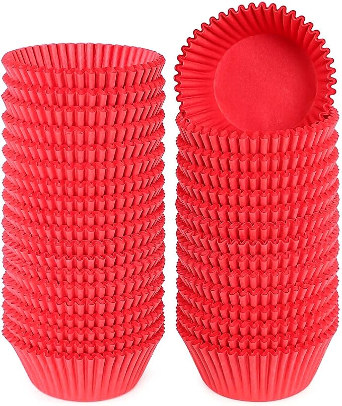 Caperci Standard Red Cupcake Muffin Liners 500-Count, No Smell, Food Grade & Grease-Proof Paper Baking Cups (Red) by Caperci