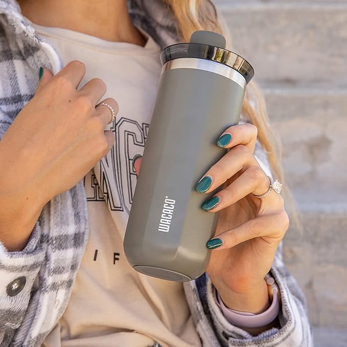 WACACO Octaroma Grande Vacuum Insulated Coffee Mug, 15 fl oz (435ml), Double-wall Stainless Steel Travel Tumbler With Drinking Lid, Dim Grey - Image 4