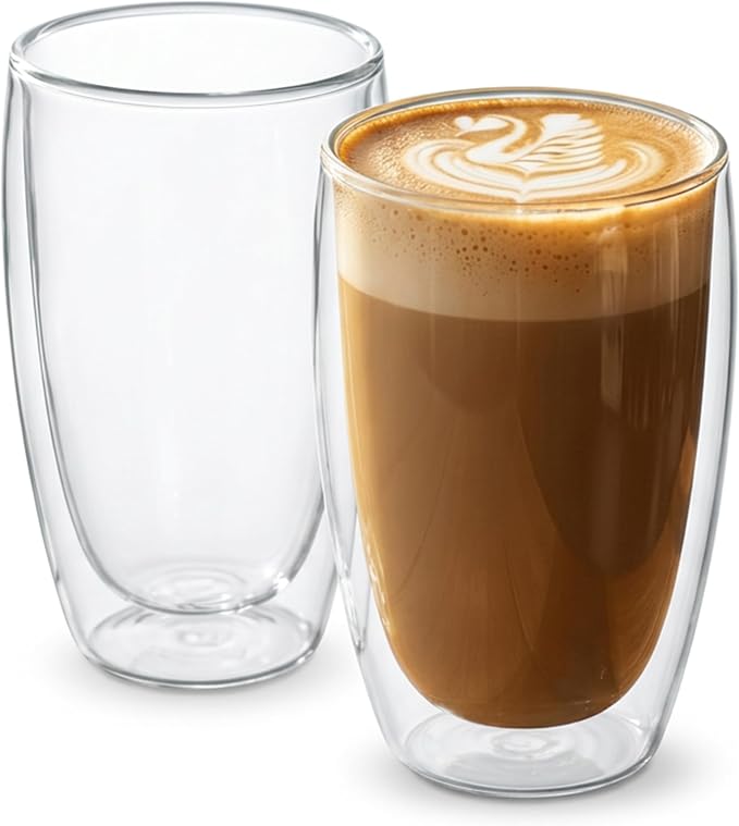 MESNEY 17 oz Double Wall Glass Coffee Mugs, Bulk Set of 48 | Insulated Double Wall, Clear Borosilicate Glass, 17 oz Capacity, Stackable 48 Pack, For Cafes & Restaurants - Image 9