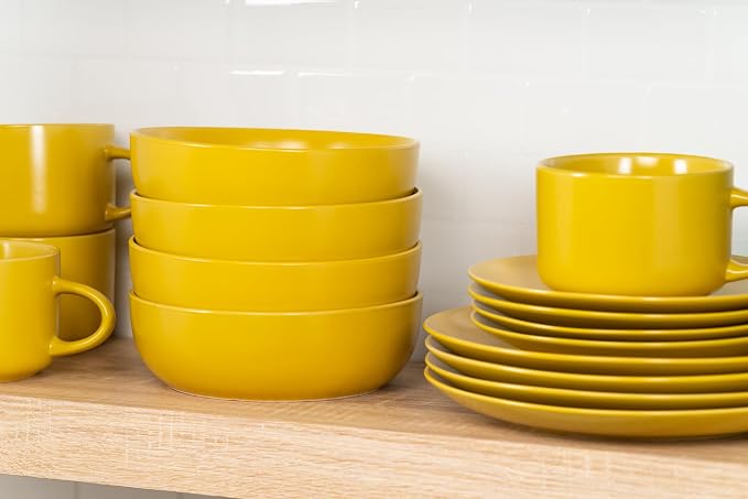 10 Strawberry Street Wazee Matte Coupe Dinnerware, Bowl, Yellow, Set of 6 - Image 4