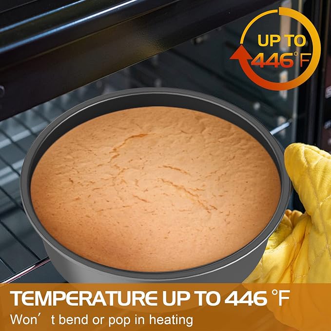 CHEFMADE Round Cake Pan, 8-Inch Chiffon Pan with Removable Loose Bottom | Non-stick carbon steel round baking pan, oven & Instant Pot. Ideal for chiffon, angel food, and sponge cakes (Black) - Image 3