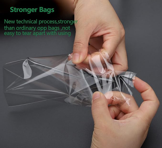 Nobranded 200 pcs Clear 4" x 9" (W:10xL:23CM) Self Seal Cello Cellophane Bags Resealable Poly Bags 2.8 mils for Cookie, Candy, Gift Bakery, Prints, Photos, Cards & Envelopes, Party Decorative - Image 3