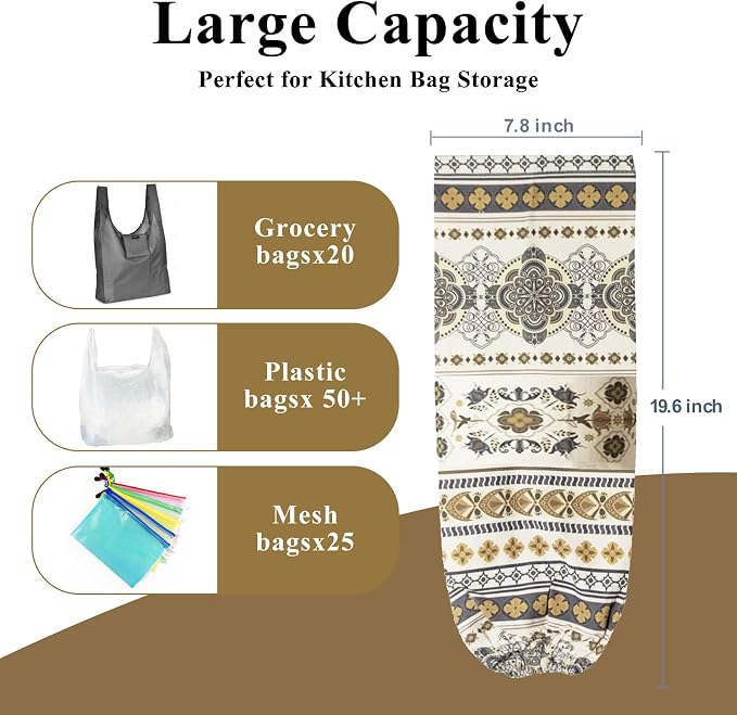 Plastic Bag Holder, Wall Mount Grocery Bag Organizer Dispenser, Heavy Duty Storage for Home Kitchen Camper - Image 3