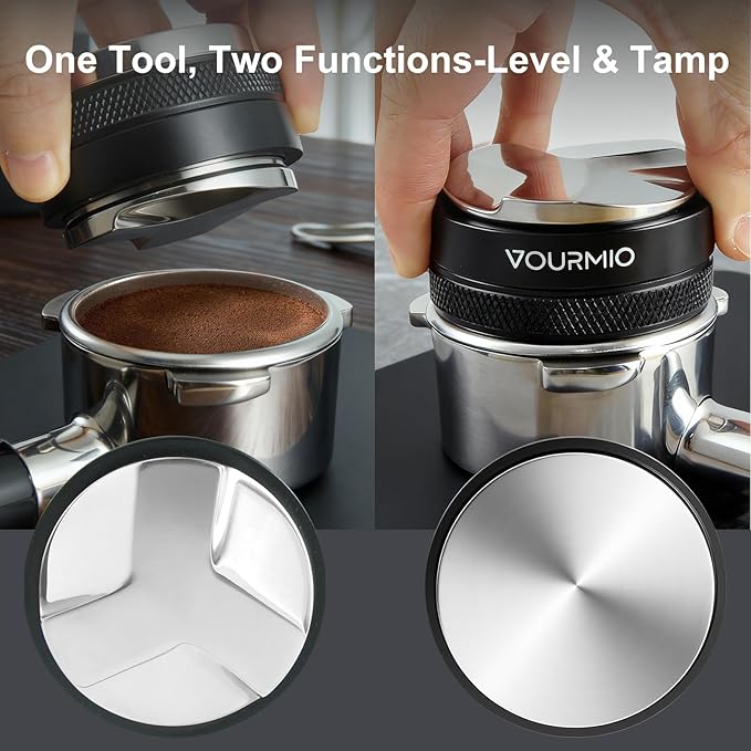 53mm Coffee Distributor and Tamper - Dual Head Coffee Leveler Compatible with Breville 54mm Portafilter, Depth Adjustable Espresso Hand Tampers, Barista Accessories