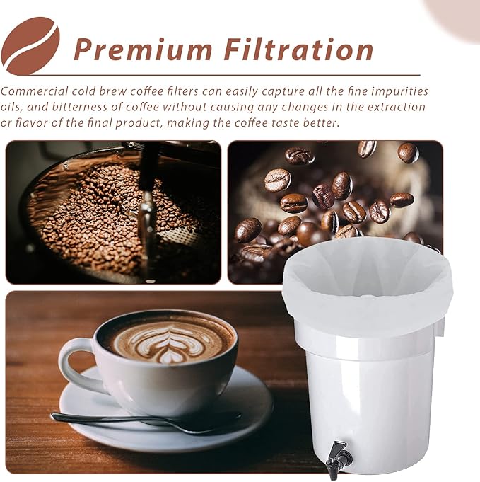 Cold Brew Coffee Filter Bag Compatible With Toddy Cold Brew System Strainer Bag for 5 Gallon Commercial Brewers, Washable & Reusable - 2 Pack