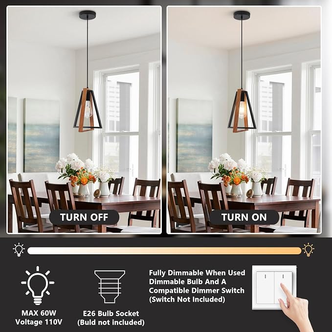 3 Pack Small Farmhouse Pendant Lights Kitchen Island Industrial Metal Pendant Light Fixture Black Hanging Light Fixture Vintage Pendant Light Fixtures for Dining Room Living Room - Image 5