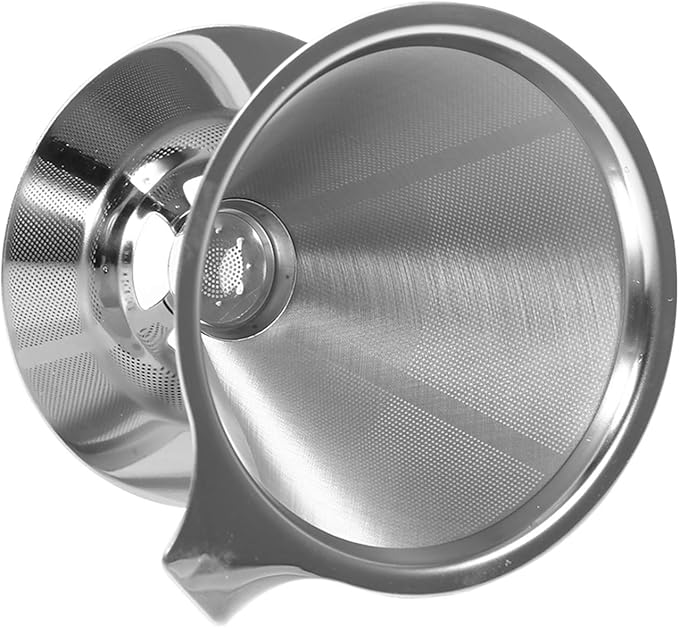 Eujgoov Double Layer Food Grade Stainless Steel Coffee Filter Silver 100x60mm Washable Reusable Fast Filtration for Home Office Travel Camping