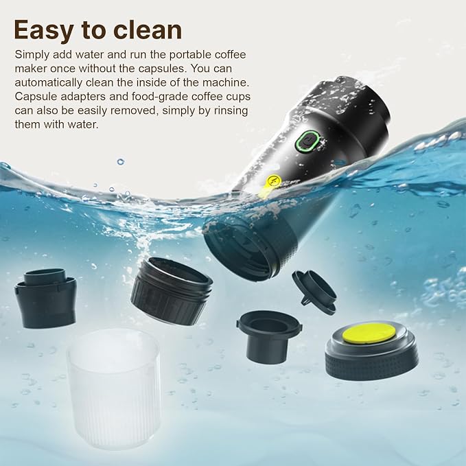 Portable Coffee Maker 3 in 1 Cordless Electric Coffee Machine Compatible with Capsule and Ground Coffee, Cold Brew and Heating, Mini Travel Coffee Maker with 120ml Cup, USB (White) - Image 6